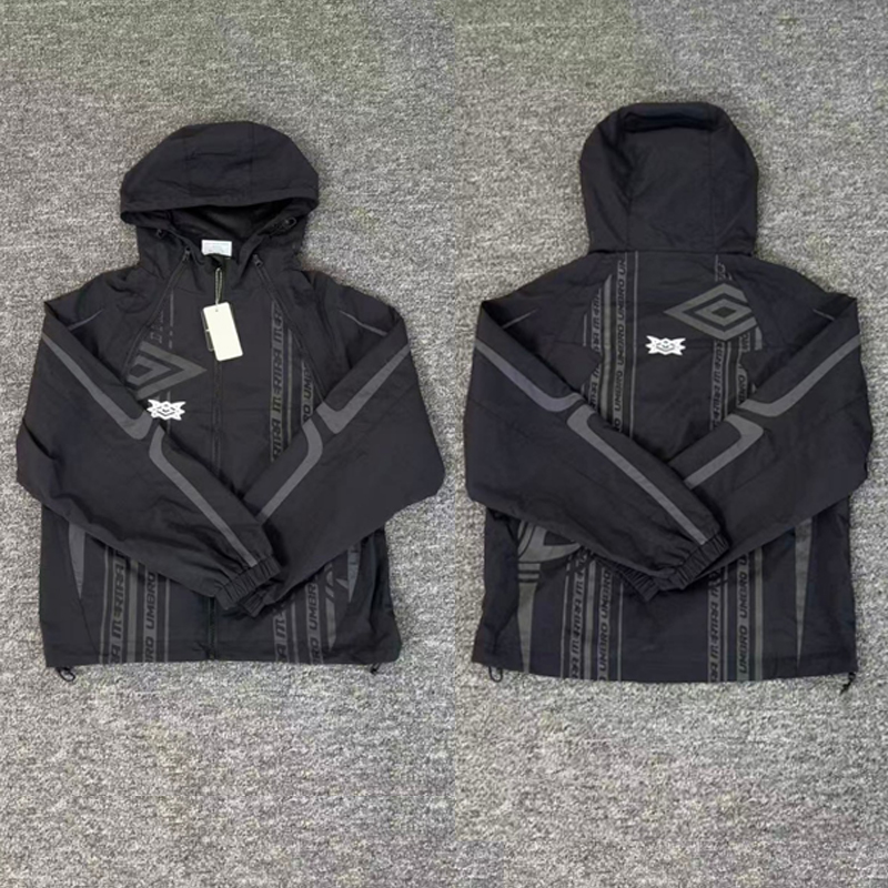 Vintage Windbreaker Nylon - เสื้อแจ็คเก็ตเมอร์ตราสีดำสไตล์วินเทจ พิมพ์ลายผีเสื้อ สำหรับผู้ชายและผู้หญิง สตรีทแวร์ ซิปหลวมๆ สปอร์ต
