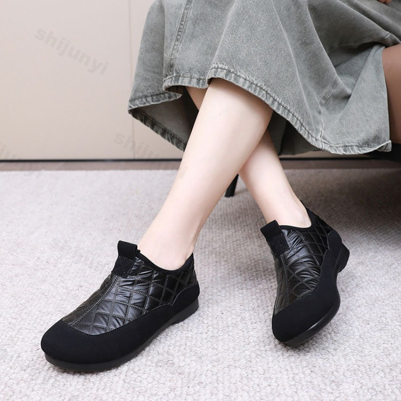 Vintage Outdoor Fashion - รองเท้าผ้าฝ้ายผู้หญิงแบบสวม ฤดูหนาว รุ่นใหม่ กันน้ำ กันลื่น อุ่นสบาย