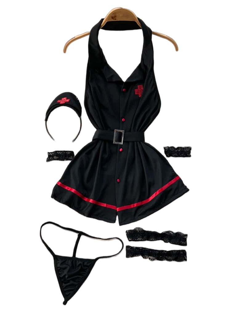 Vintage Fashion Dresses - ชุดชั้นในเซ็กซี่แบบผูกคอ แฟชั่นวาบหวิวสำหรับฤดูร้อน คอวี แต่งเข็มขัดสไตล์วินเทจ ชุดชั้นในรัดรูปโชว์หลังสำหรับผู้หญิง ชุดเซ็กซี่สำหรับออกงานกลางคืน