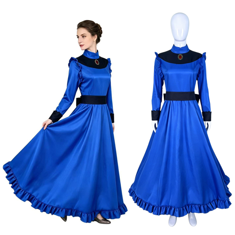 Vintage Fashion Dresses - อะนิเมะยูบาบาคอสเพลย์เครื่องแต่งกายสำหรับปาร์ตี้ฮาโลวีนสไตล์วิคตอเรียนวินเทจสตรีชุดราตรีรอยัลบลูบอลชุดคอสูง