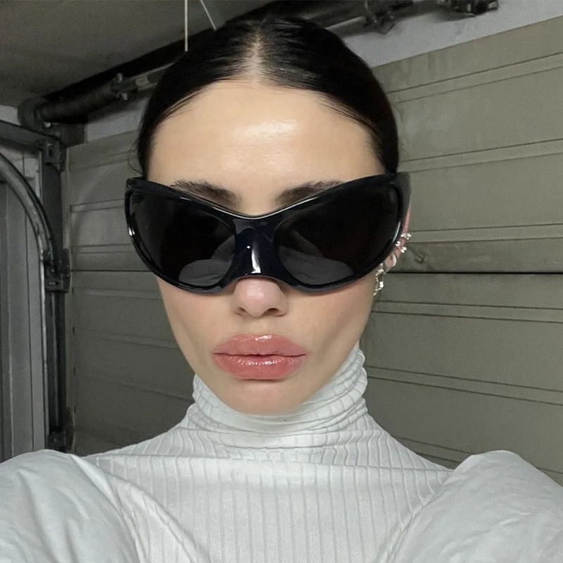 Vintage Fashion Enthusiasts - แว่นกันแดดสไตล์พังก์ Y2K รุ่นใหม่ สำหรับผู้หญิงและผู้ชาย แบรนด์หรู ดีไซน์ทันสมัย