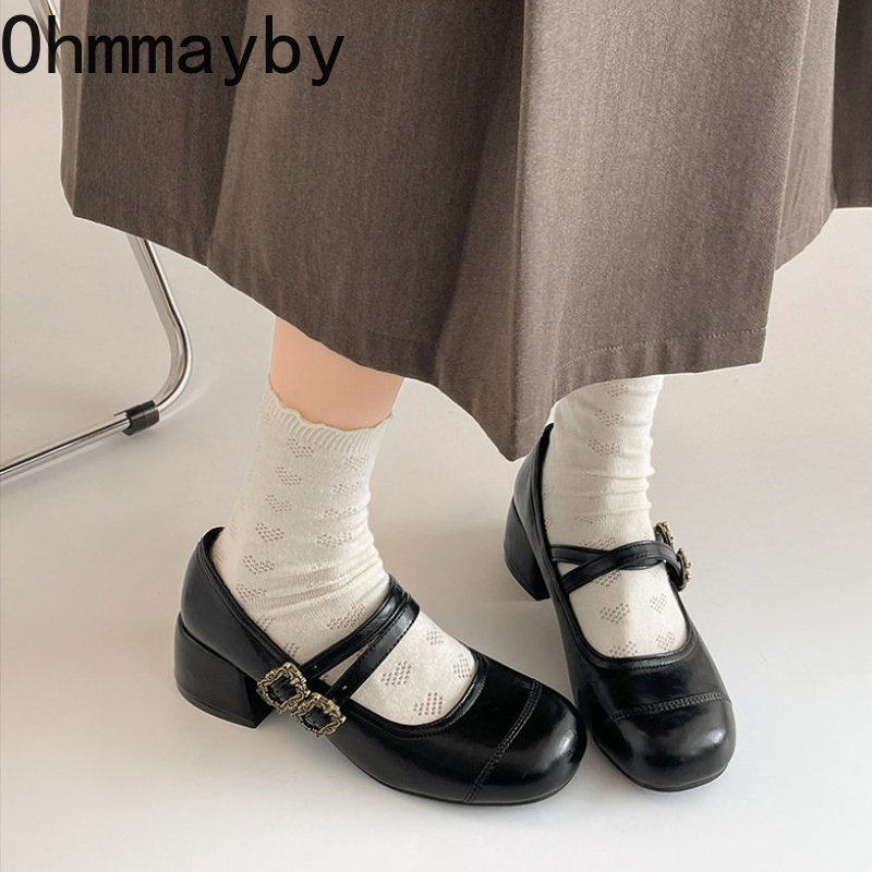 รองเท้าส้นหนาสไตล์วินเทจแบบแมร - Vintage Fashion Online บทวิจารณ์และราคา