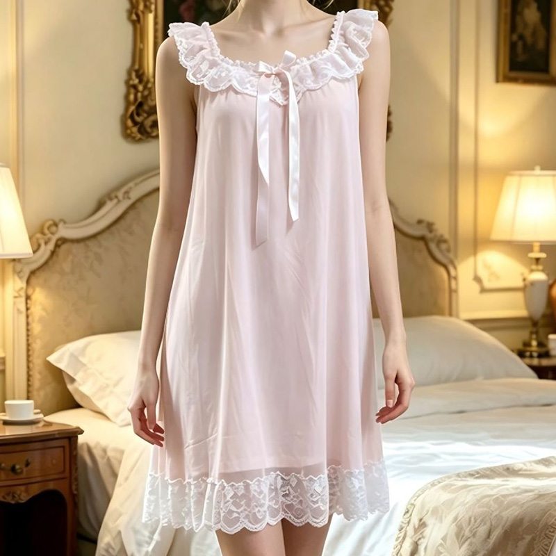 ชุดนอนผู้หญิงแขนกุด แต่งระบาย  - Vintage Fashion Dresses บทวิจารณ์และราคา