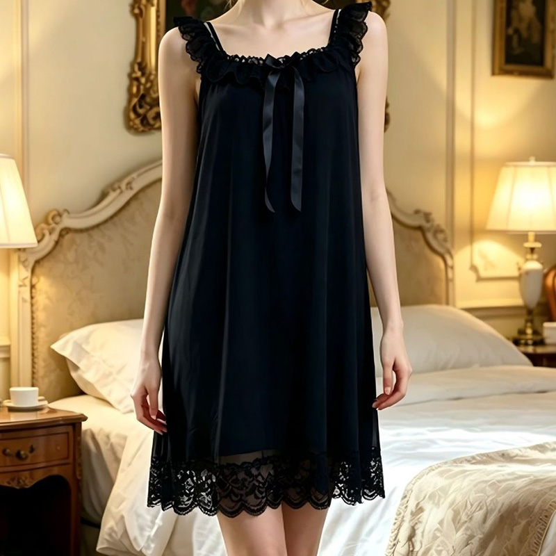 ชุดนอนผู้หญิงแขนกุด แต่งระบาย  - Vintage Fashion Dresses บทวิจารณ์และราคา