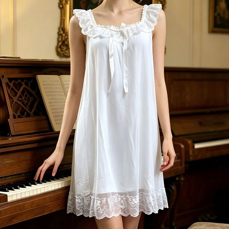 ชุดนอนผู้หญิงแขนกุด แต่งระบาย  - Vintage Fashion Dresses บทวิจารณ์และราคา