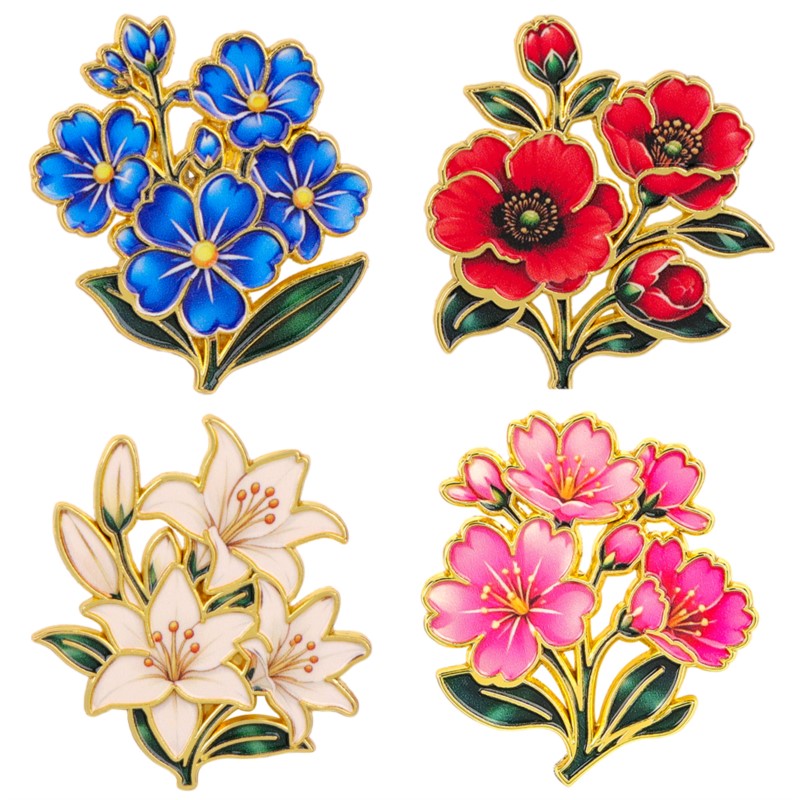 เข็มกลัดเคลือบสีสันสดใสลายดอกไ - Vintage Fashion Stores บทวิจารณ์และราคา